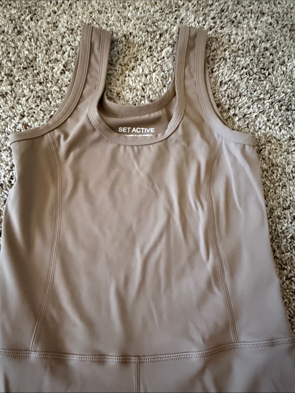 SET Active Onsie XLG NWOT Taupe color. Very stretchy. Great for any workout. - Picture 5 of 5